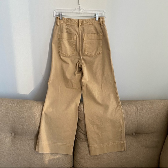 GAP Pants High Rise Wide-Leg Crop Khaki Chinos Stretch Neutral Minimalist 2 - Picture 5 of 12
